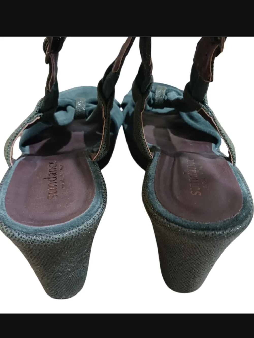 Sundance Wedge Platform Slingback Sandal Embossed 9.5/10